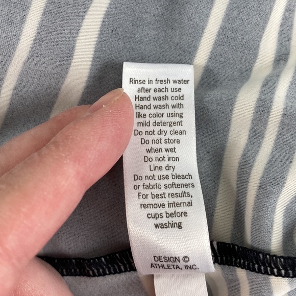 Athleta Encinitas Tara Black Striped Halter Swim Dress - Picture 15 of 16